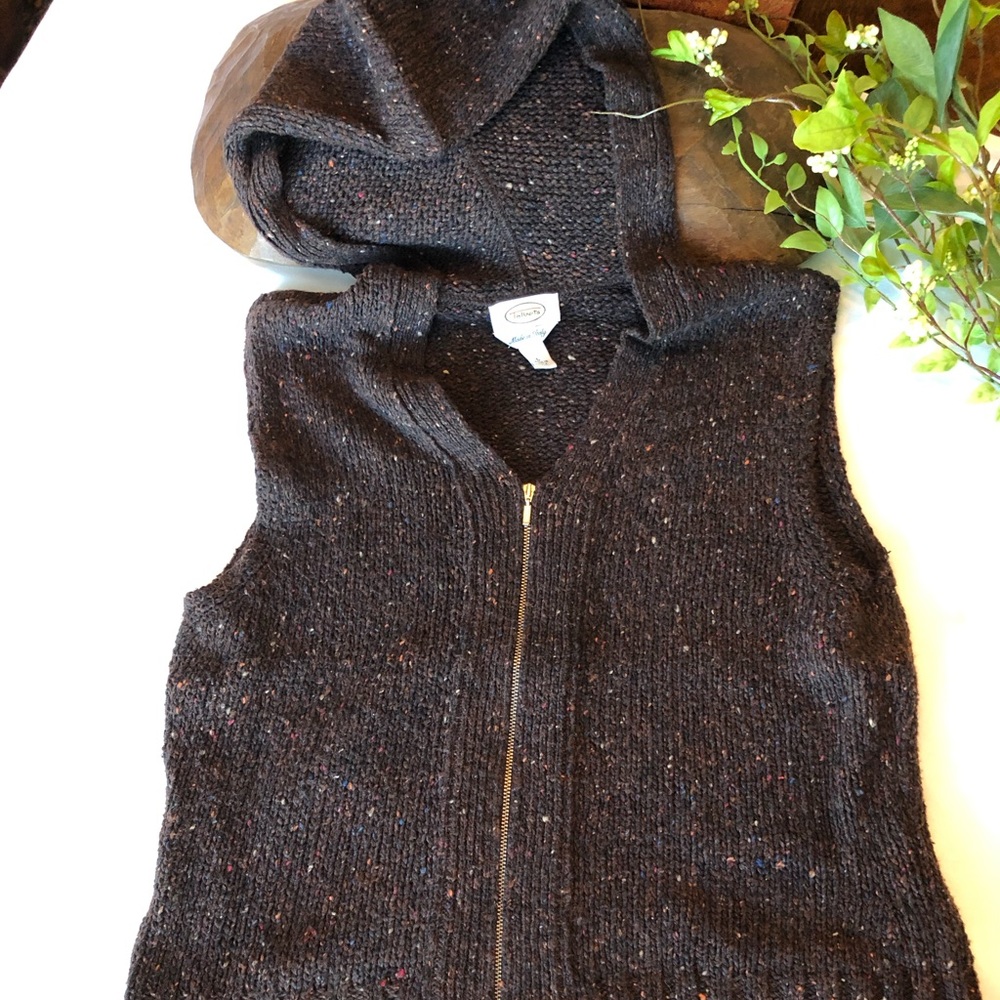Talbots Hooded Cardigan Vest with Zipper Front